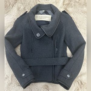 Woman’s Burberry Britt cotton wool blend thick grey coat size 2 NWT